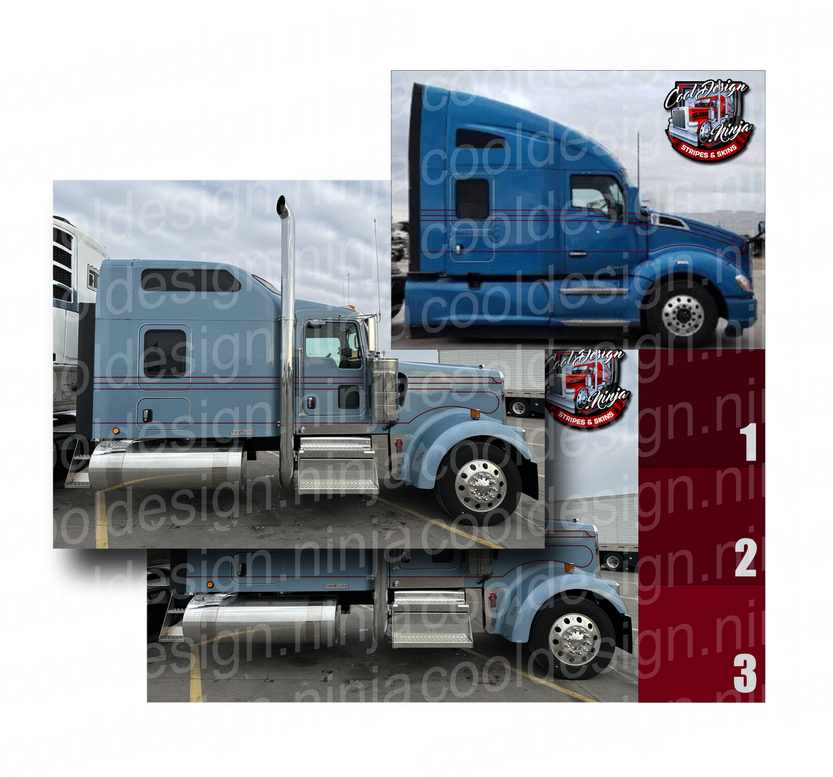 Burgundy Ghost Seminole Kenworth Stripe Kit Fleet Pack Cool Design Ninja 5721