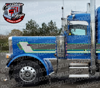 Green and Silver Metallic Mods Modcon Peterbilt Stripe Kit