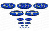 Cobalt Blue/Chrome Bull Skull 389 Pete Emblem Skin Kit